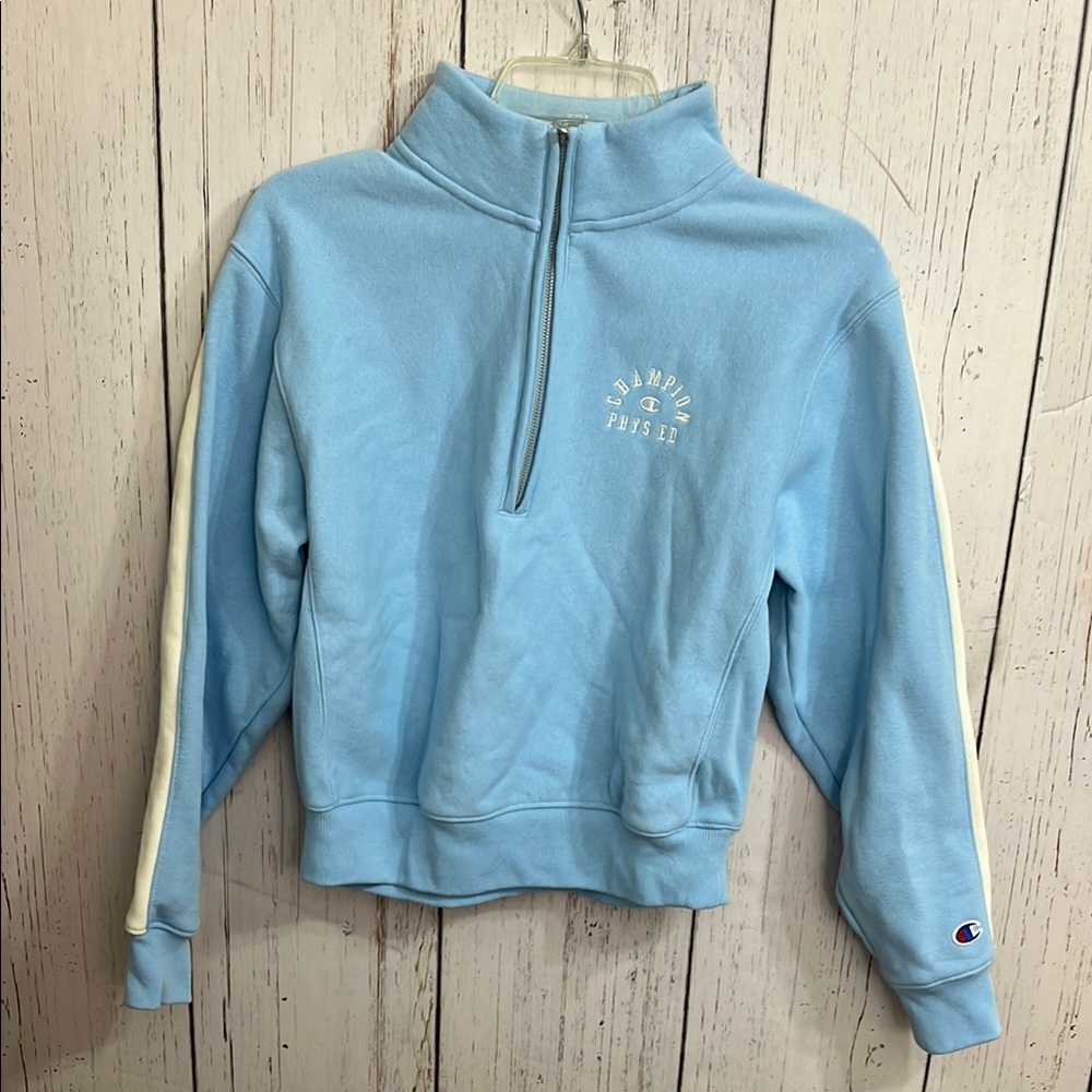 Champion Light Blue Half-Zip Sweatshirt Size XS